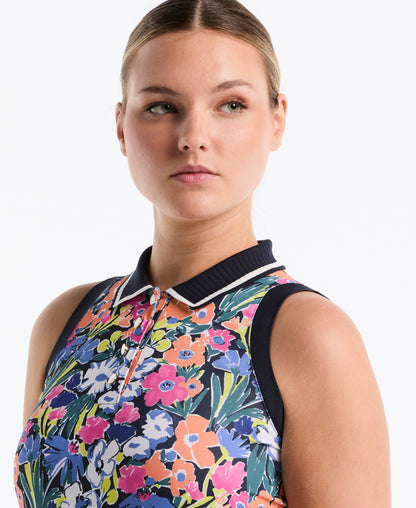 Original Penguin Women's Sketch Floral Sleeveless Golf Polo